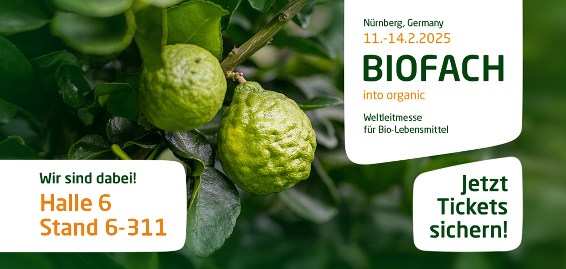 Besuchen Sie uns auf der Biofach in Halle 6 Stand 6-311